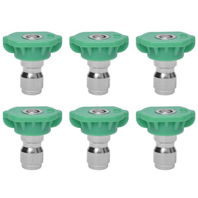 Podoy green 25° spray nozzle tips with wide pattern for safer vehicle washing.