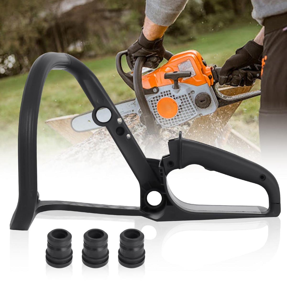 Podoy MS170 handle front view, universal fit for Stihl chainsaws.