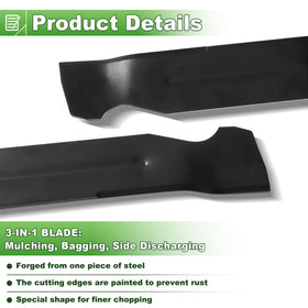 Podoy mulching blade shows S-shape center hole for secure fit