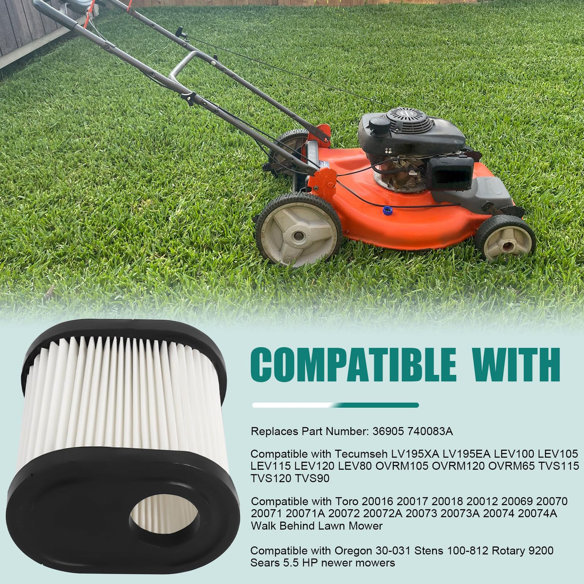 Podoy Sears 5.5 HP compatible filter supports reliable mowing performance.