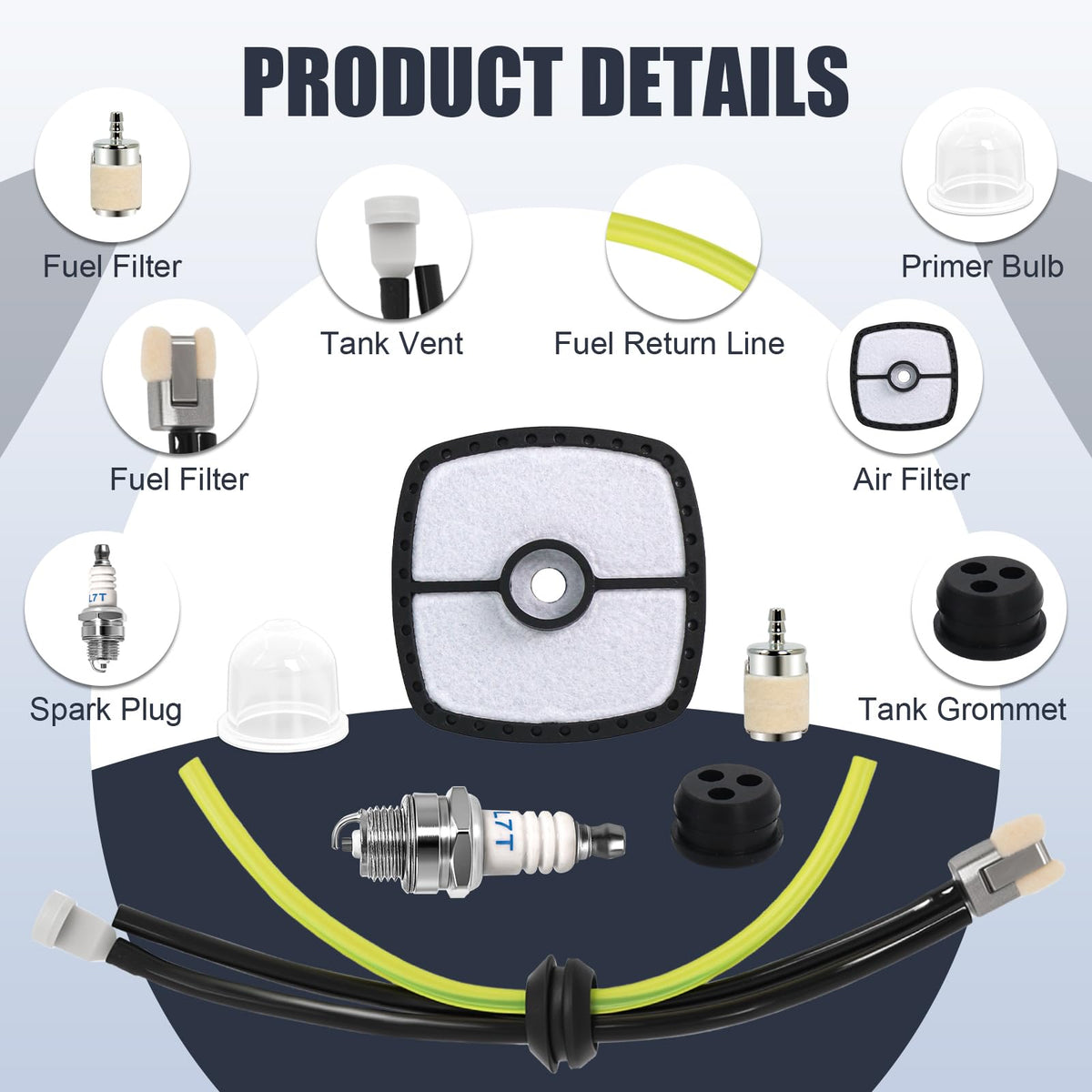 Podoy spark plug included for reliable starting.