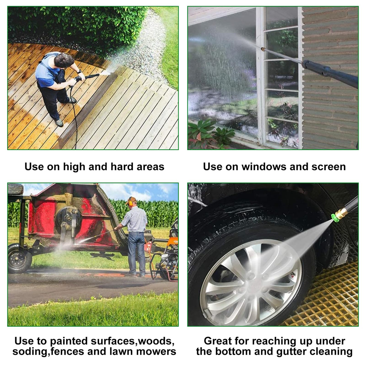 Podoy wide 25° spray improves coverage on decks and fences.