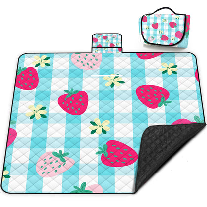 Poedist extra-large picnic blanket folded for easy transport and compact storage.