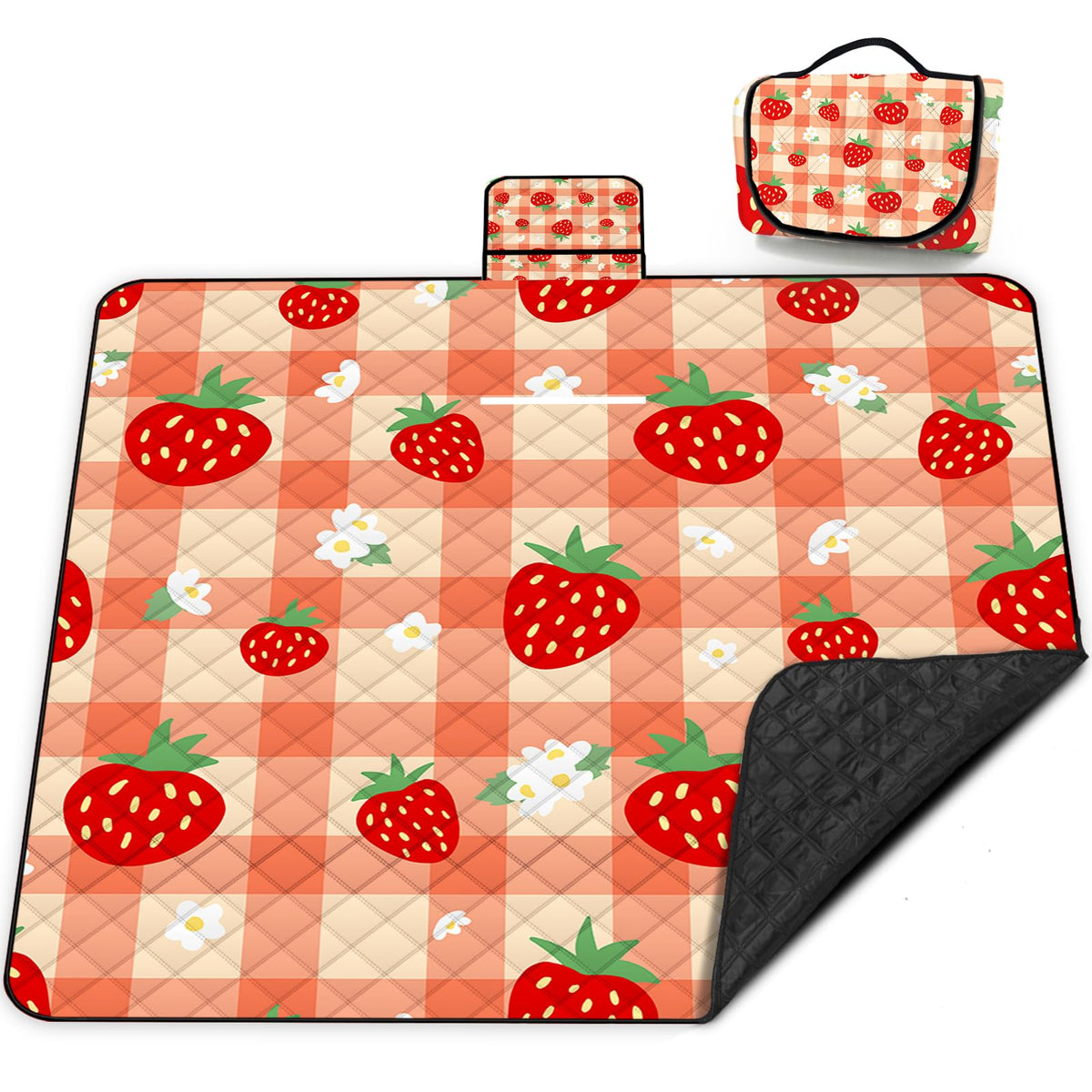 Poedist extra-large picnic blanket folded compactly for easy transport.