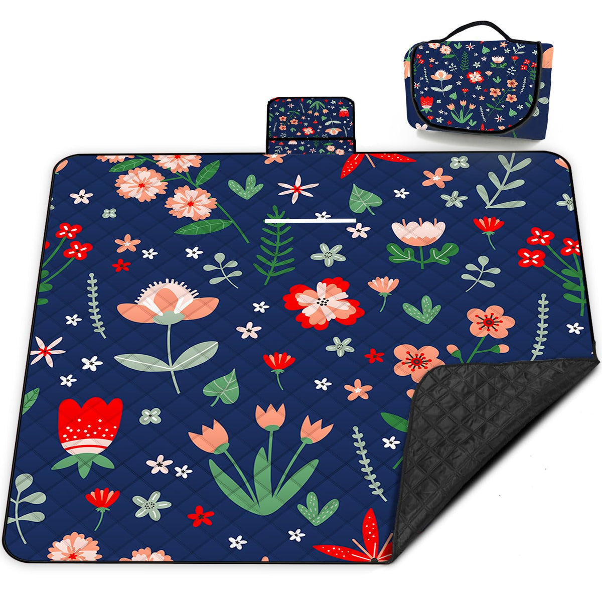Poedist extra-large picnic blanket folded for compact carry and quick storage.