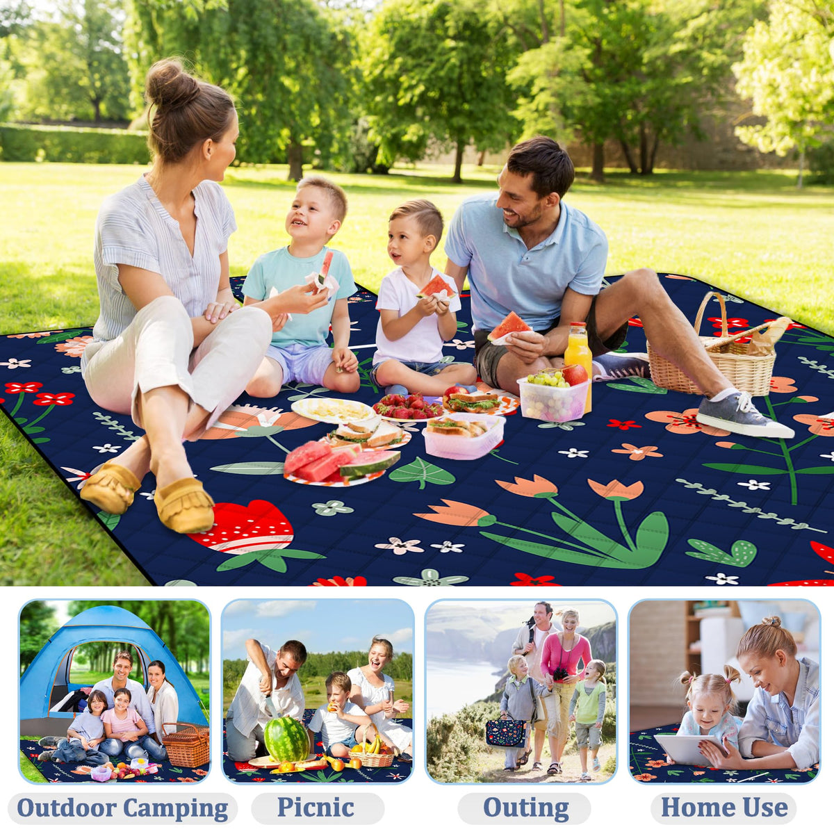 Poedist thick padding cushions uneven ground during picnics.