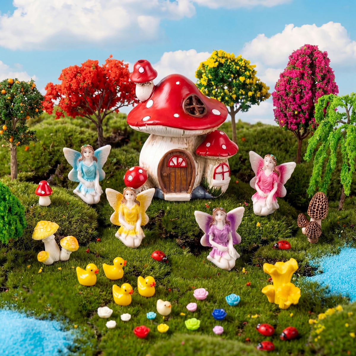 Poen miniature accessories brighten pots, balconies, and shelves