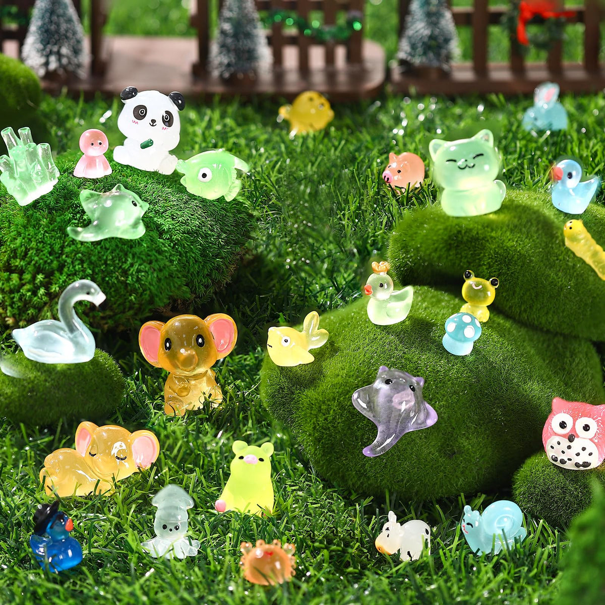 Poen glow frog miniatures enhance fairy houses and small terrariums