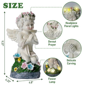 Pohabery garden angel statue made of rustproof resin withstands all weather.