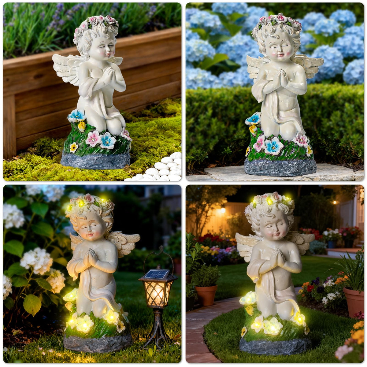 Pohabery illuminated seraphim enhances garden ambience during evenings.