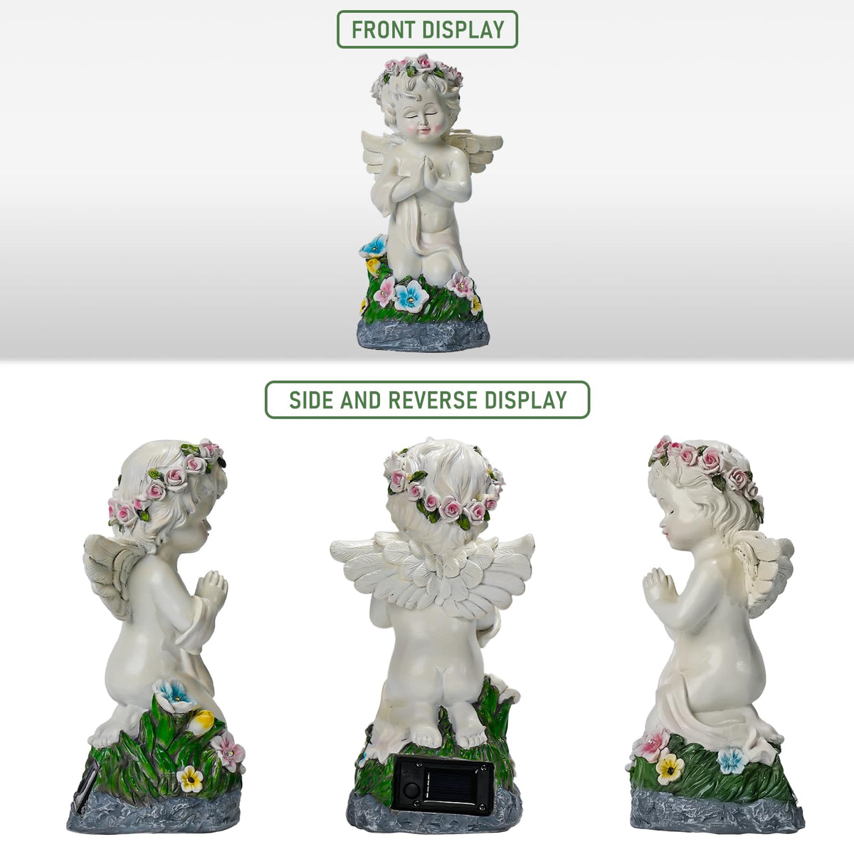 Pohabery outdoor angel resists rain and snow, ideal for yard or cemetery.