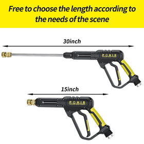 POHIR 15-inch extension wand extends reach for hard-to-access spots.