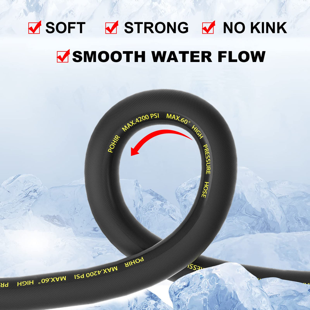 POHIR 3/8 quick-connect ends enable fast hookup and detachment during cleaning tasks