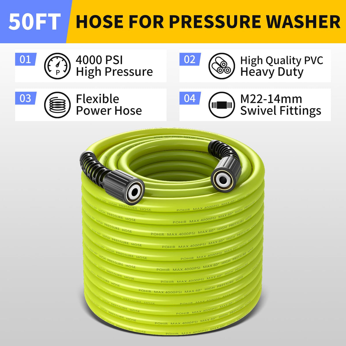 POHIR seven nozzle tips for adjustable spray patterns on various surfaces
