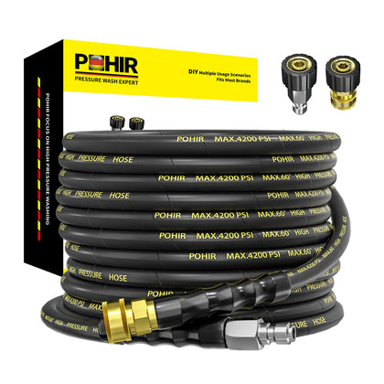 POHIR power washer hose 25ft extended length for versatile cleaning tasks.