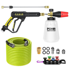POHIR pressure washer gun with foam cannon and 50ft hose for efficient outdoor cleaning