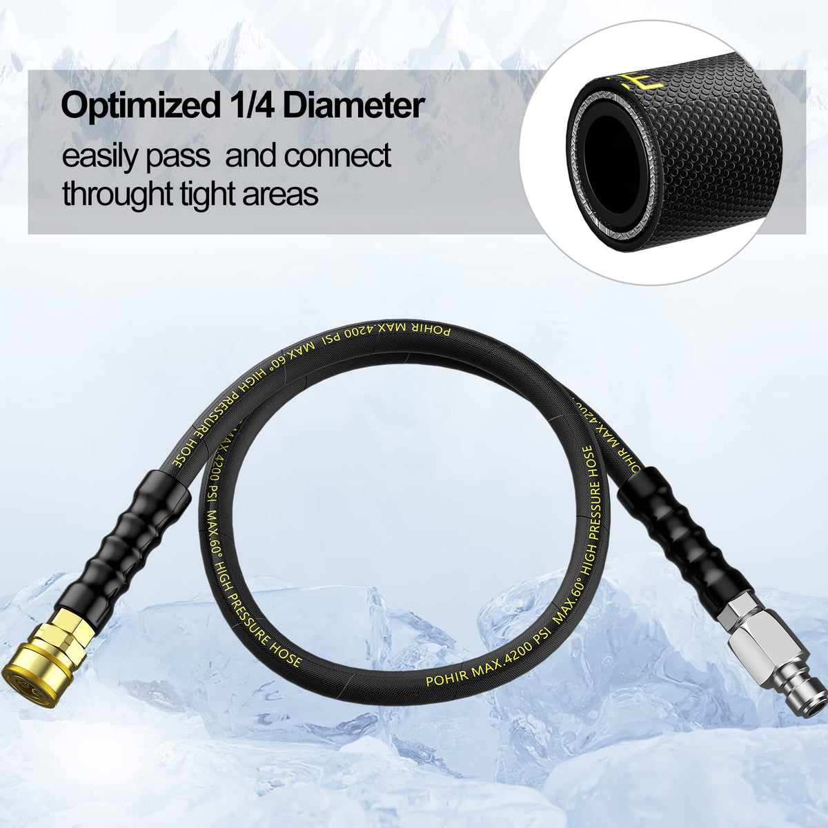 POHIR hose designed to handle up to 140 F for moderate hot water washing