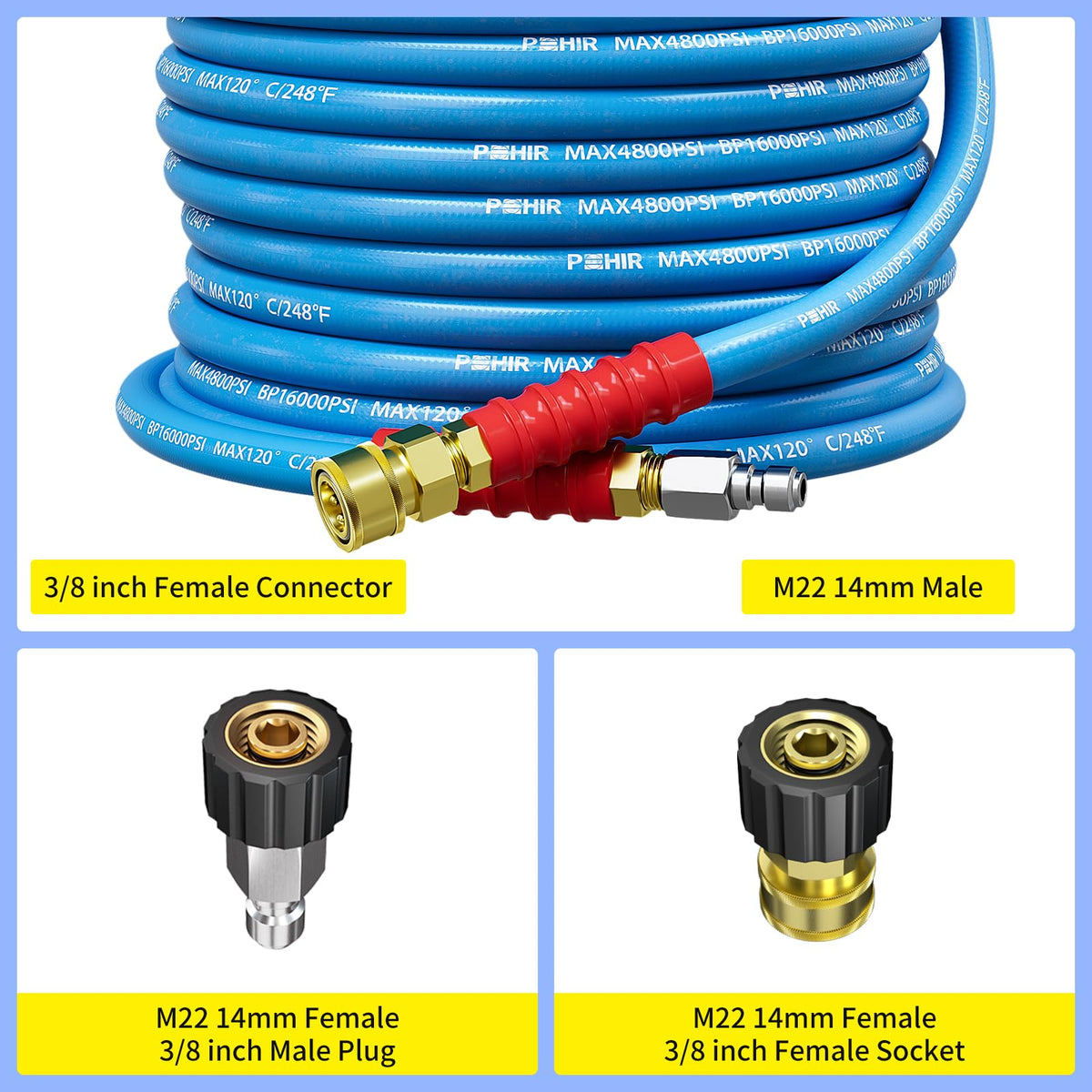 POHIR hose handles up to 248°F for hot or cold water