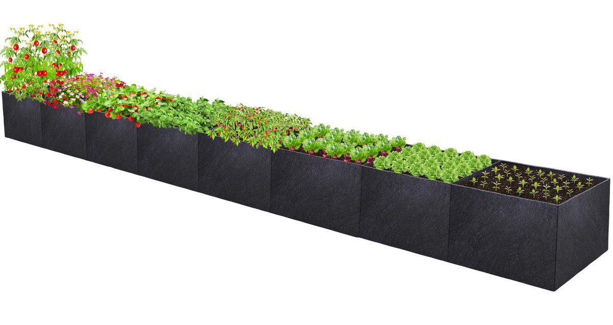 POILKMNI 16x2x1ft fabric raised garden bed structure for durable outdoor planting.