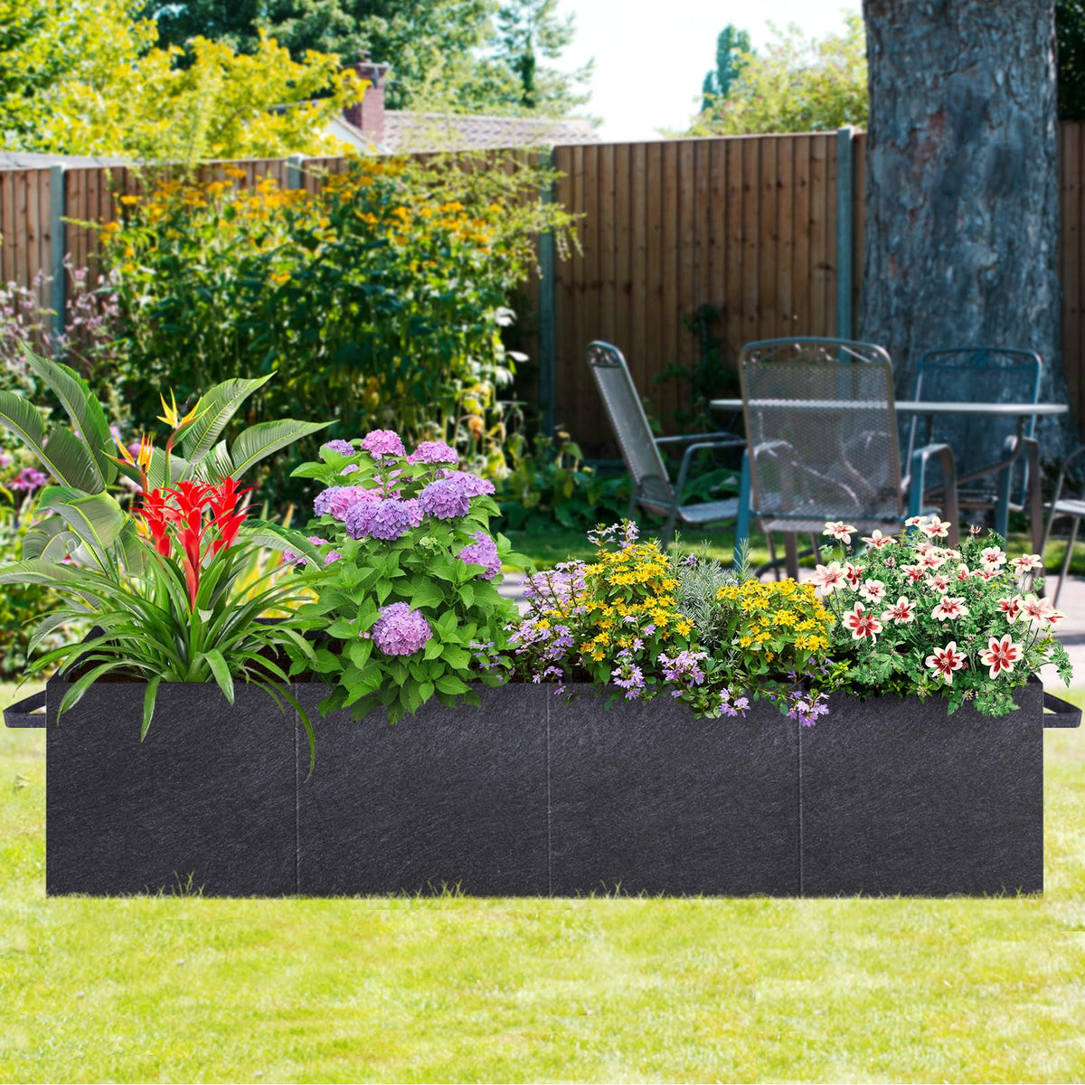 POILKMNI assembled dimensions 66x18x65 inches fit raised beds easily.