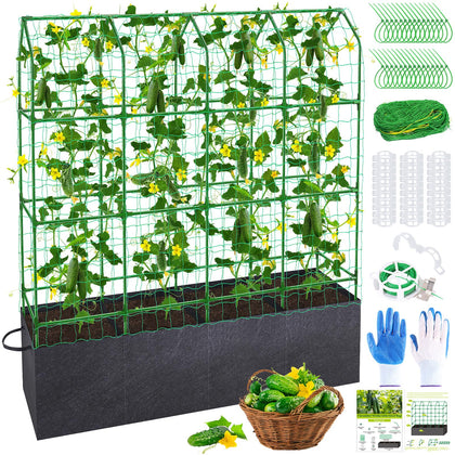 POILKMNI cucumber trellis supports climbing plants in raised beds with improved airflow.