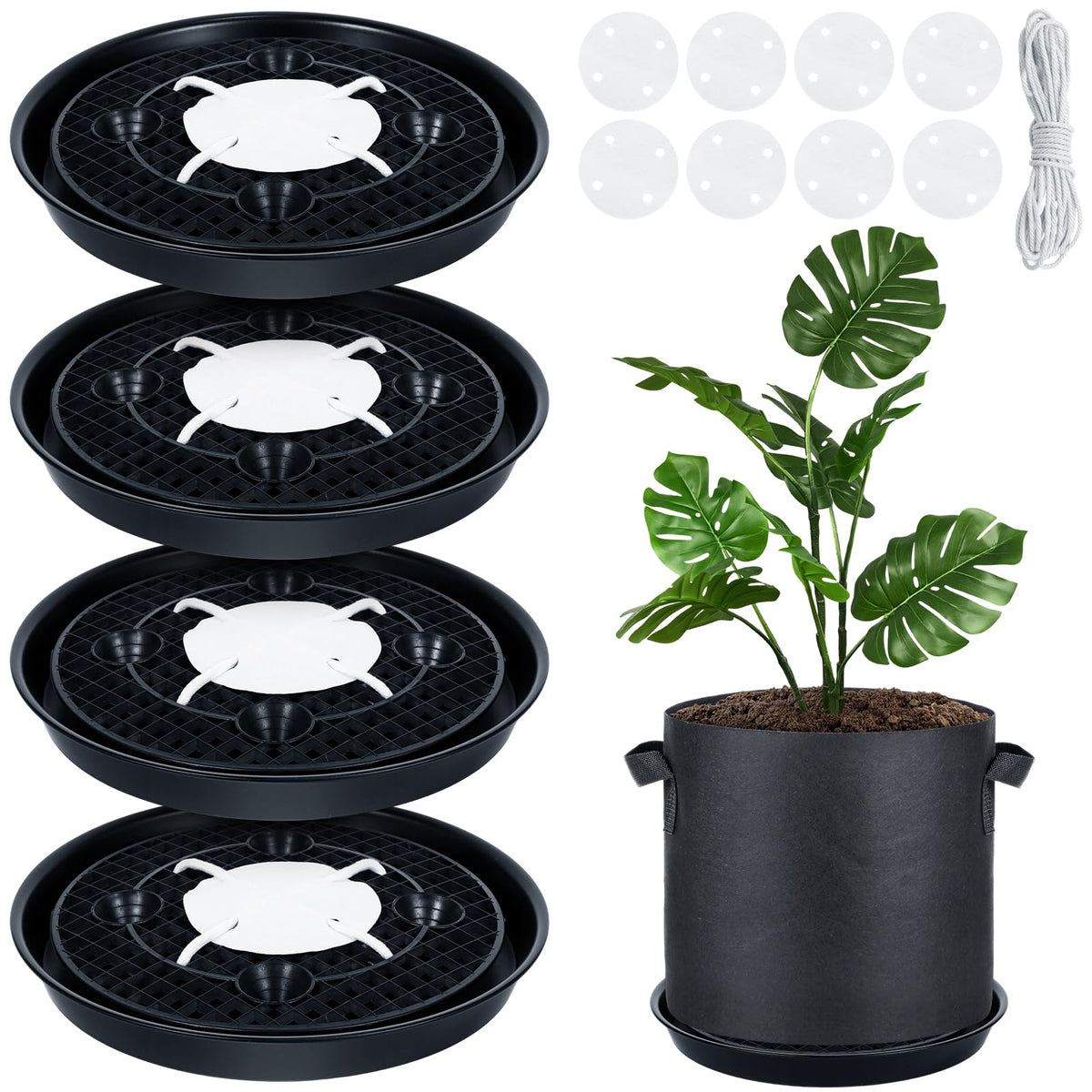 POILKMNI fabric pot base for 5-gallon pots supports versatile setups.