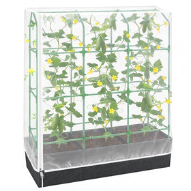 POILKMNI garden netting over cucumber trellis protects crops from birds and pests