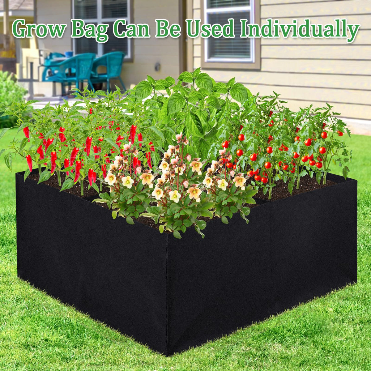 POILKMNI grow bag compatible system supports seedlings and trellised plants