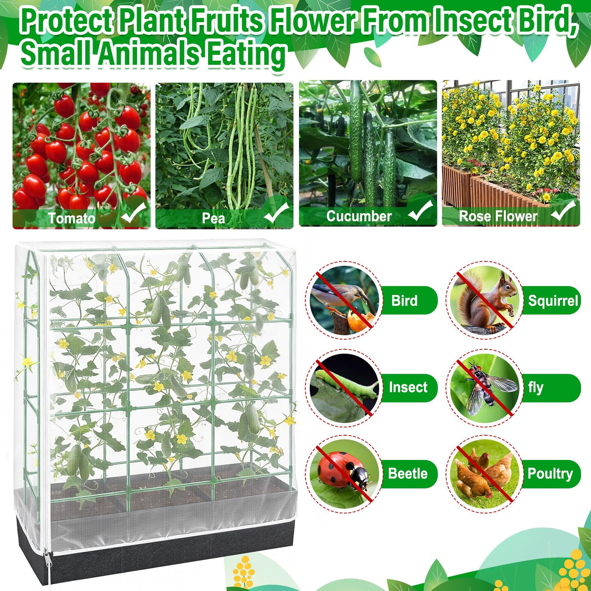 POILKMNI guards fruit and vegetables against critters while watering is easy