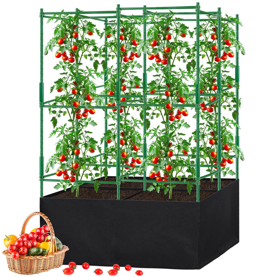 POILKMNI square tomato cage assembly enables quick setup for upright plant support