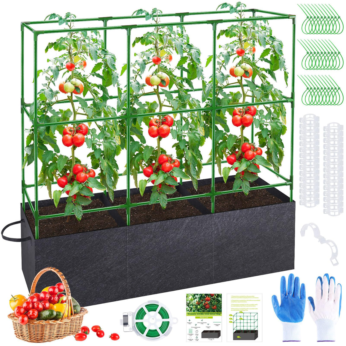 POILKMNI tomato cage assembly diagram for sturdy vertical gardening