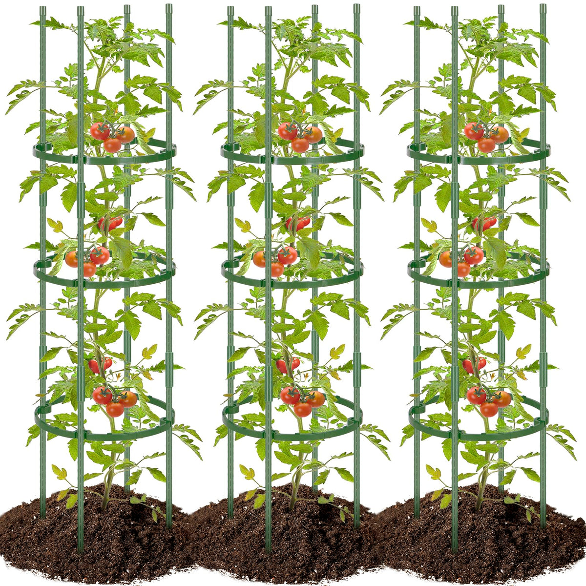 POILKMNI tomato cage assembly shows sturdy plug-in joints for tall plants.