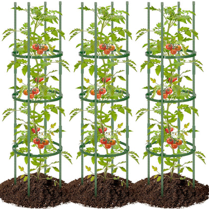 POILKMNI tomato cage assembly shows sturdy plug-in joints for tall plants.