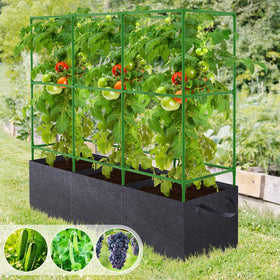 POILKMNI vertical garden setup for tomatoes and cucumbers