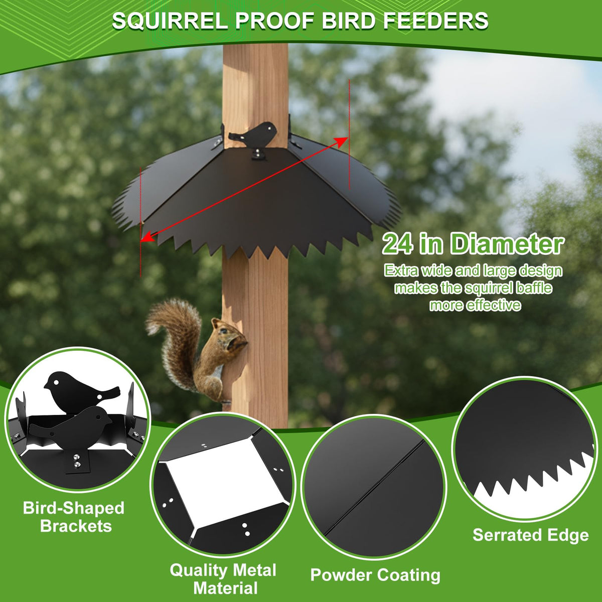 Poiyham baffle for 4x4 wooden posts provides stable feeder protection