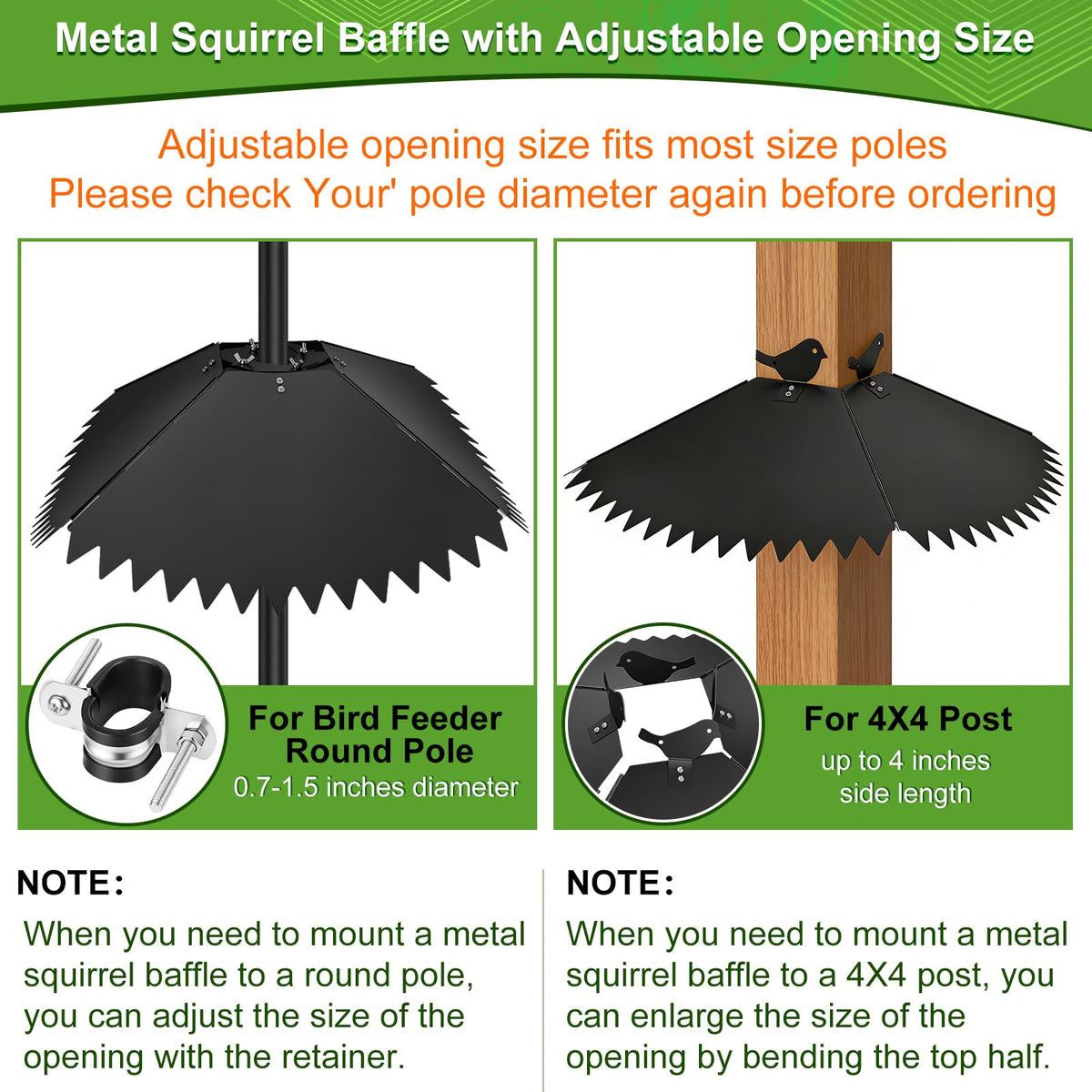 Poiyham metal baffle with weatherproof coating protects feeders in all seasons