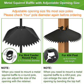 Poiyham metal baffle with weatherproof coating protects feeders in all seasons