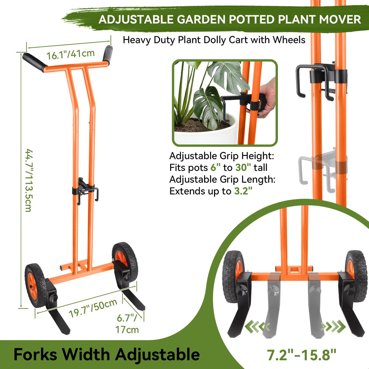 Adjustable arms on the Poiyham plant caddy grip multiple pot sizes securely.
