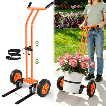 Poiyham plant caddy with wheels and ergonomic handle for easy transport of heavy pots.