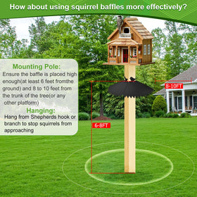 Poiyham round-pole baffle for 0.7–1.5 inch poles guards feeders