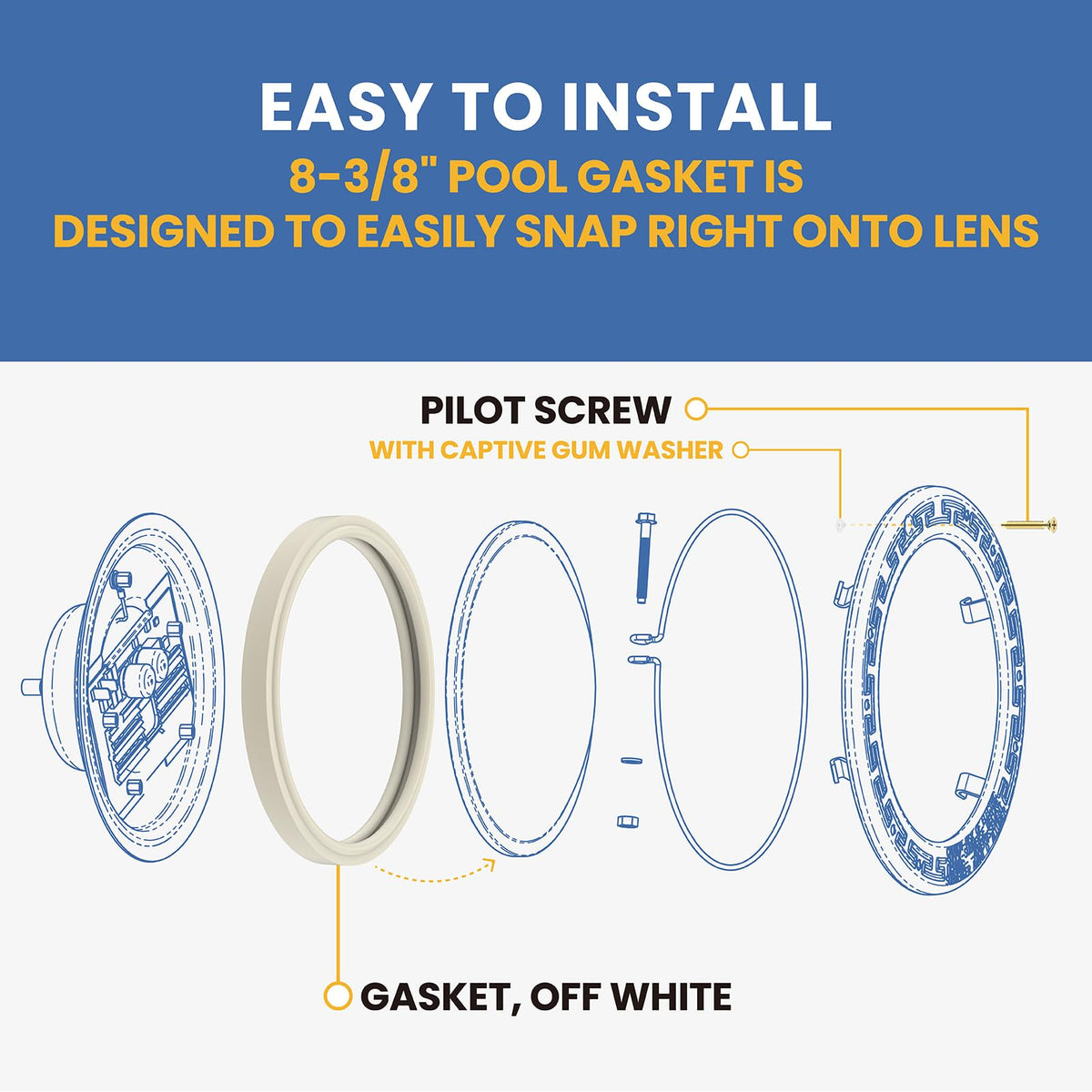Pokin gasket installs quickly for a secure, leak-free pool light.