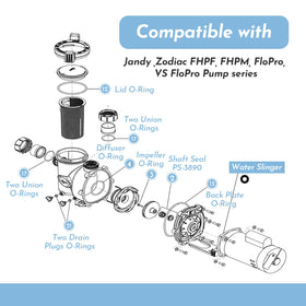 Pokin union O-Rings for Jandy pumps secure leak-free connections.