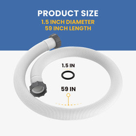 Pokin 59-inch hose length for flexible above-ground pool setups.