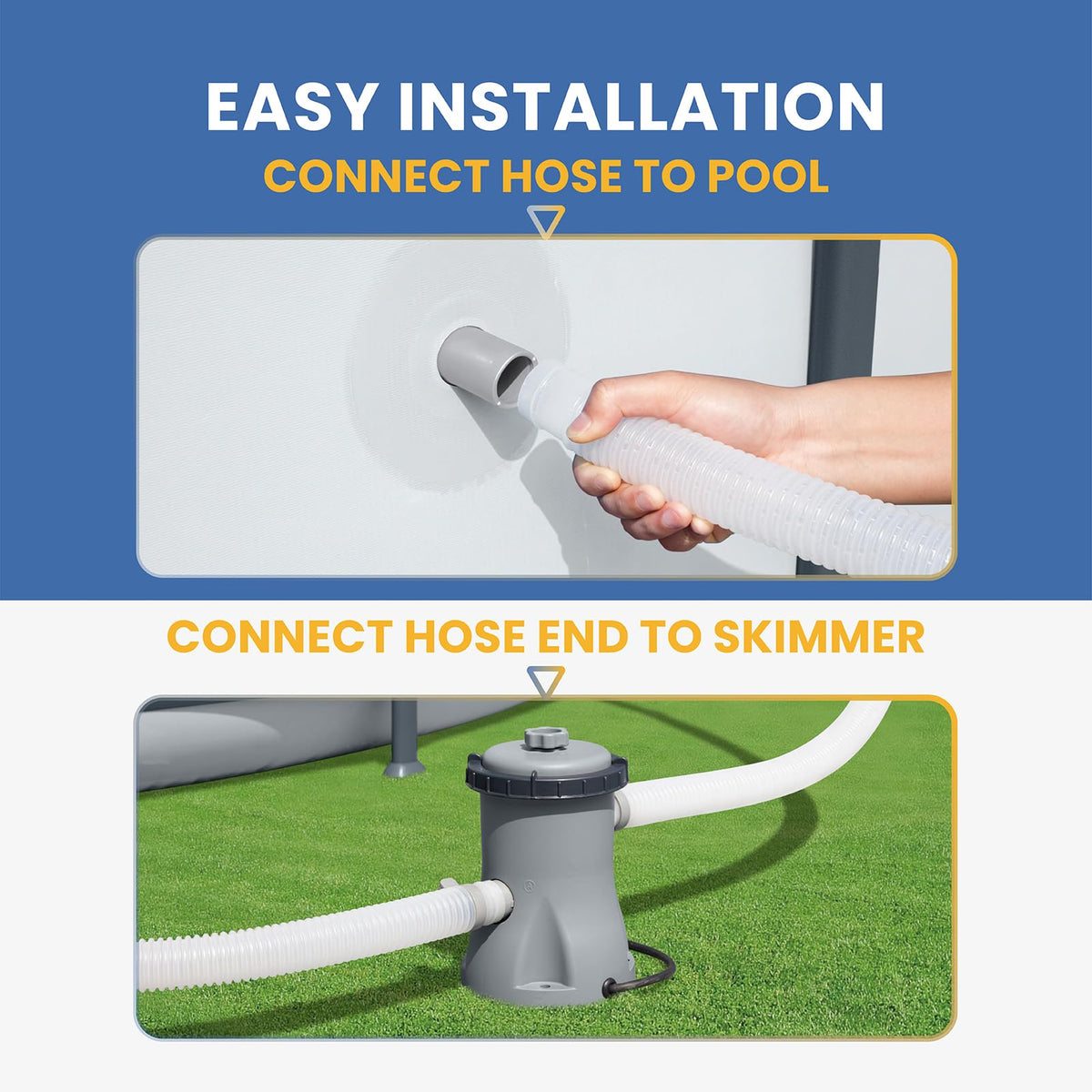Pokin pool-hose-use demonstrates leak-free connections in daily pool maintenance.