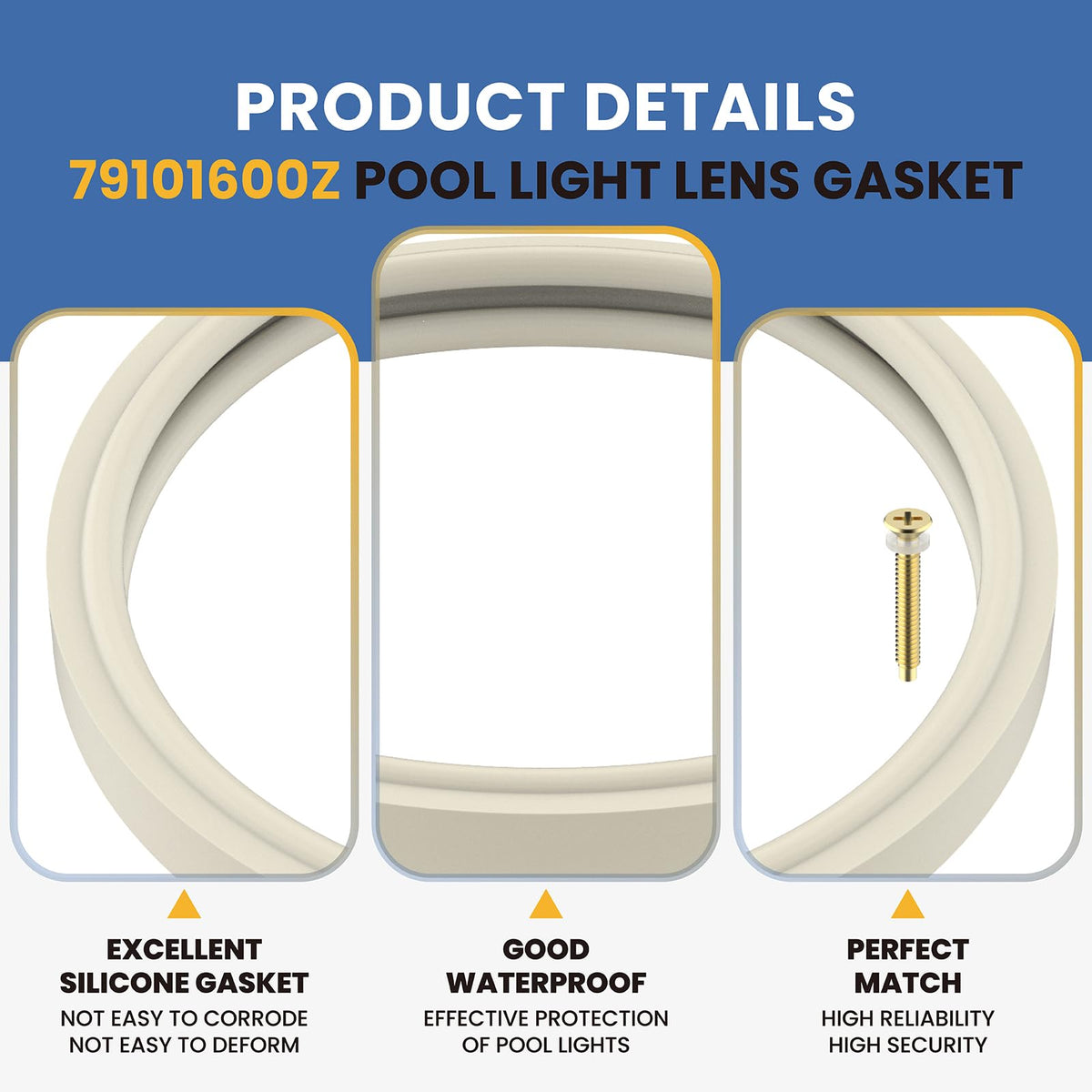 Pokin pool light gasket helps prevent water intrusion around fixtures.