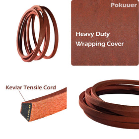 Pokuuer kevlar deck belt compatibility graphic for Exmark 126-6626 showing wide-ranging fit