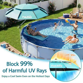 Pol Bay aluminum frame with 8 ribs delivers sturdy, rust-resistant shade in any yard.