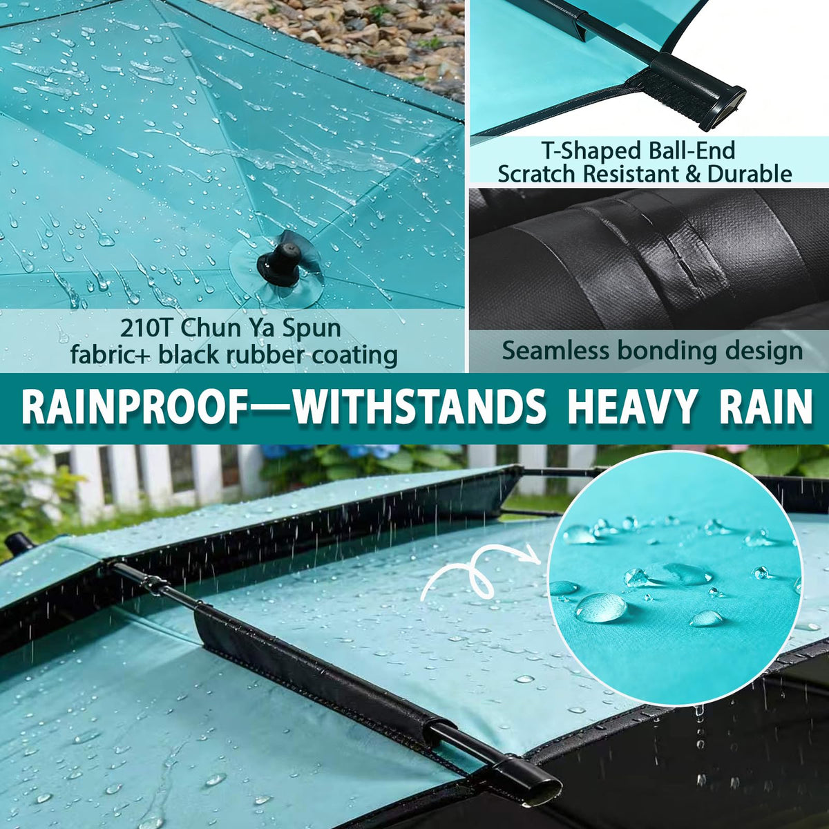 Pol Bay umbrella installs quickly with a clamp and ground spike for versatile use.