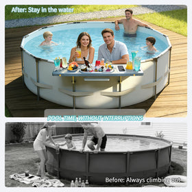 Pol Bay pool bar foldable table keeps essentials within reach.