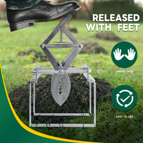 POlAFLEX universal mole-trap resetter in a lawn setting for versatile pest control.